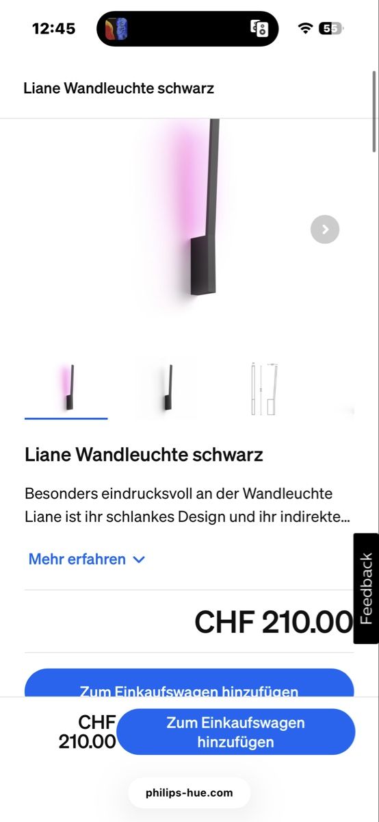 Philips Lampen: Philips Hue Liane Aussen Wandleuchte RGB – wie neu, Neupreis – Gebraucht aus Dübendorf von the_cc2c