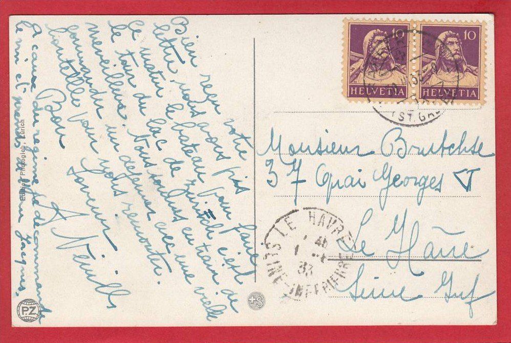 Cartoline postali: RAPPERSWIL 1933 – Usato da Grüningen venduto da Kartenlaube 1