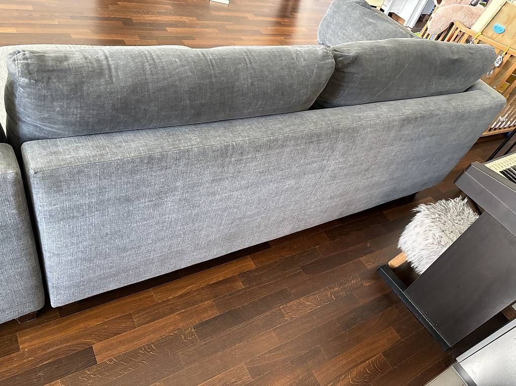 Divani: Grosses gemütliches Ecksofa grau Leinenstoff – Usato da Thal venduto da A.Staiti 4