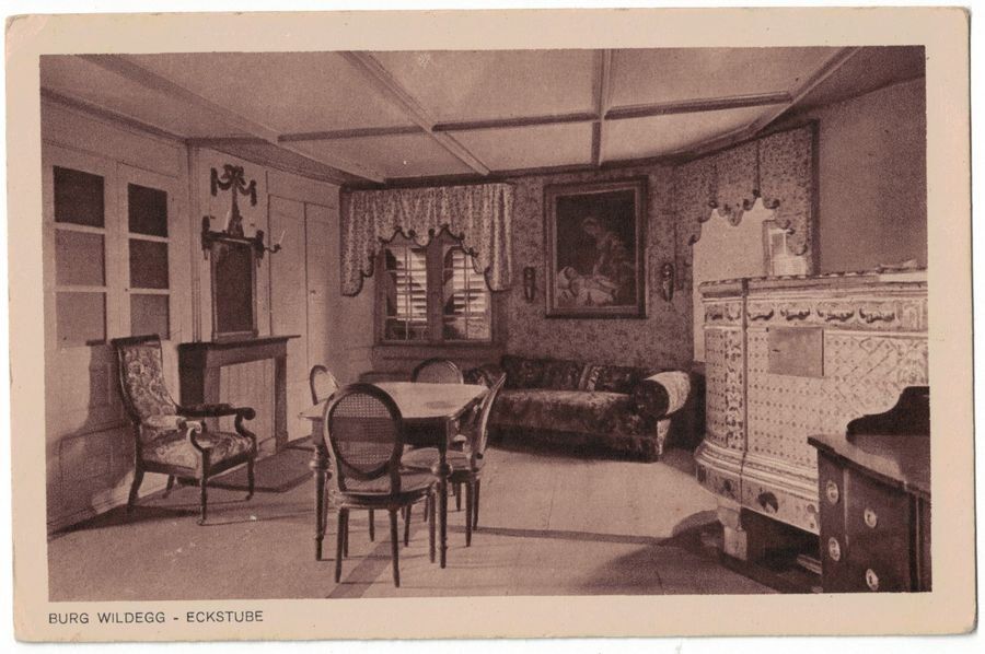 Cartoline postali: Burg Wildegg, Eckstube, um 1915 – Usato da Frauenfeld venduto da POML