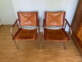 2 Vintage Ledersessel Hans Eichenberger für Strässle, 1970er