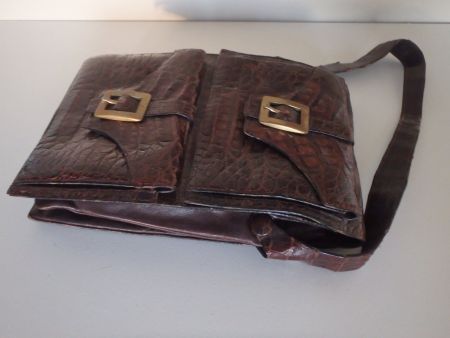 Vintage echt Kroko Herren oder Damen Tasche mit Doppelfach
