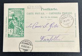 UPU Postkarte Einzeiler Hüttlingen 