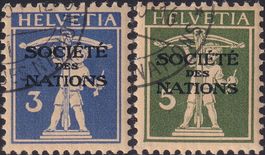 1933, SDN, 33z+34z (geriffeltes Papier) gestempelt, Kat:55.-