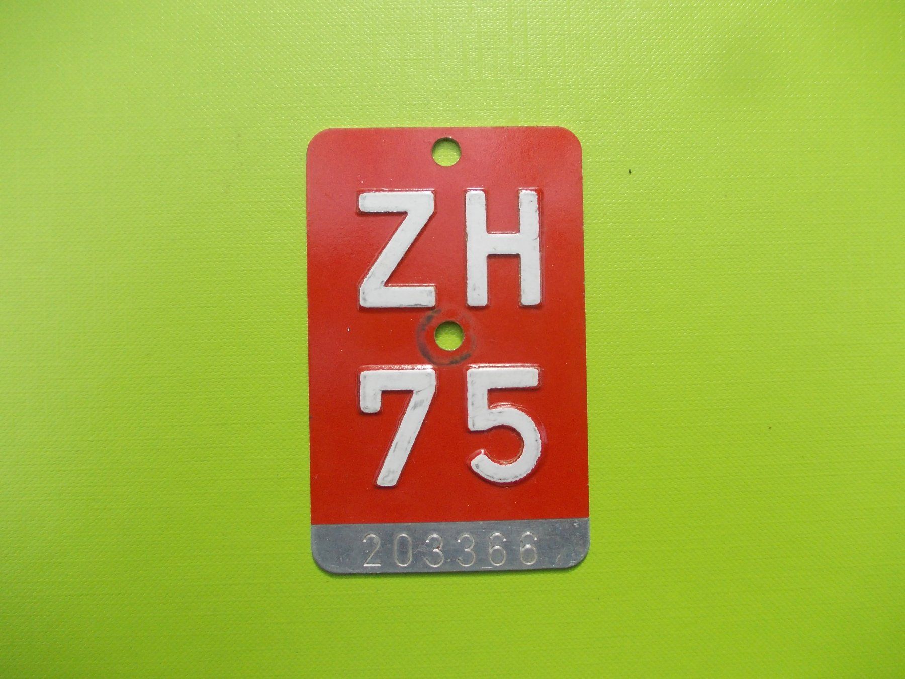 Insegne: Velonummer / Fahrradnummer ZH 75 – Usato da Gsteigwiler venduto da HORMIGA21