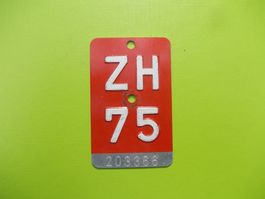 Velonummer / Fahrradnummer ZH 75