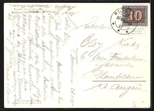 Ansichtskarten: Brissago /Lago Maggiore, Kurhaus Brensci – Gebraucht aus Berlin von bartko-reher 1
