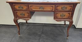 Antiker Schreibtisch aus Holz mit 6 Schubladen, Vintage