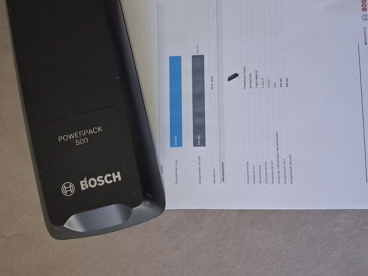 Bosch Akkus: Powerpack 500 Akku - 500Wh 100% mit Bosch Messbericht – Gebraucht aus Winterthur von .-thx-. 1