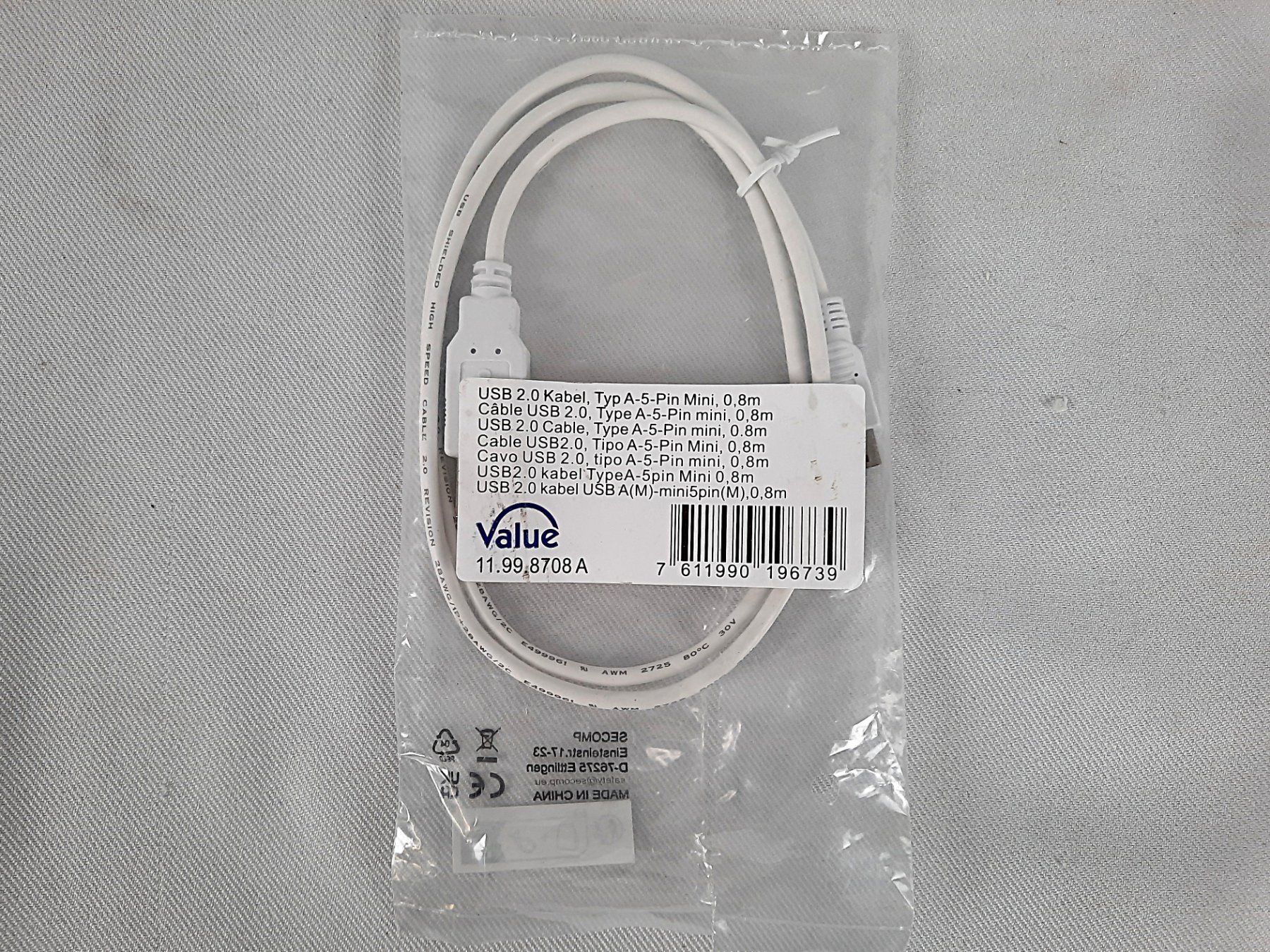 Kabel: VALUE USB A – Mini USB – Neu (gemäss Beschreibung) aus Beinwil am See von Restwert_Beinwil