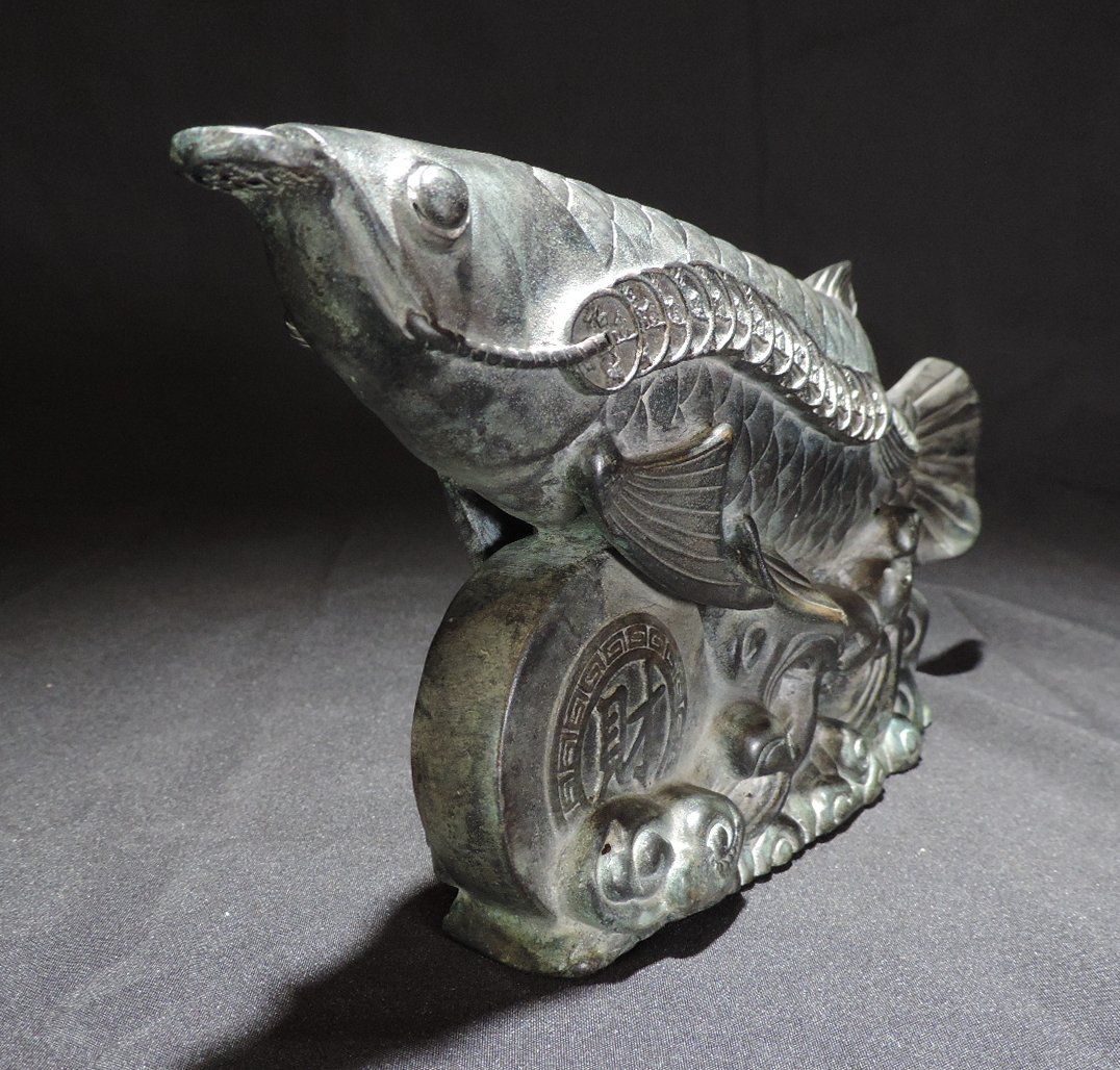 Statuette: Feng Shui Glücksfisch Statue, Drachenfisch aus Bronze – Usato da Duggingen venduto da roterbambus 5
