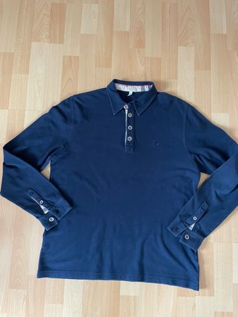 Polo Burberry London homme bleu manches longues Slim Fit tai