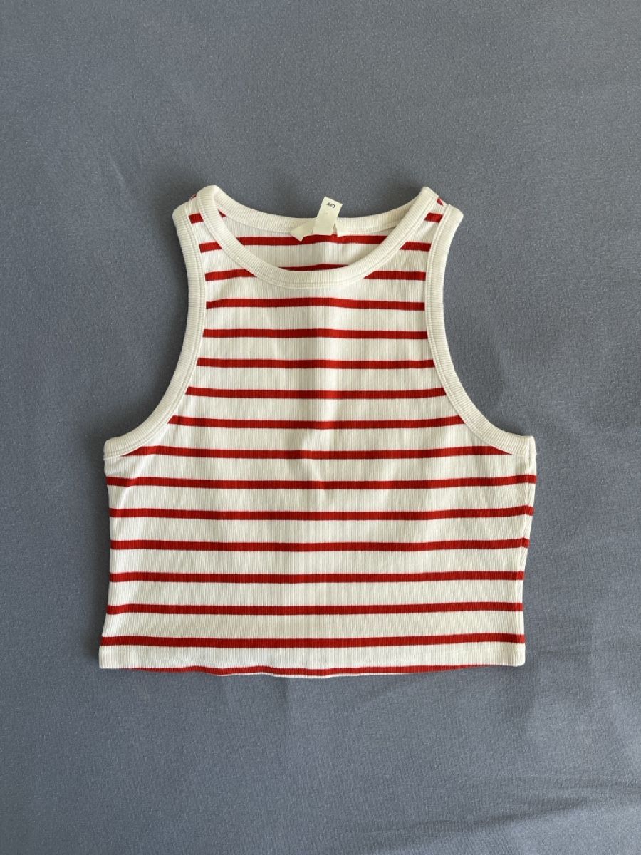 H&M Top: Haut blanc à rayures orange – Nuovo (secondo la descrizione) da Genève venduto da giulia_almnn
