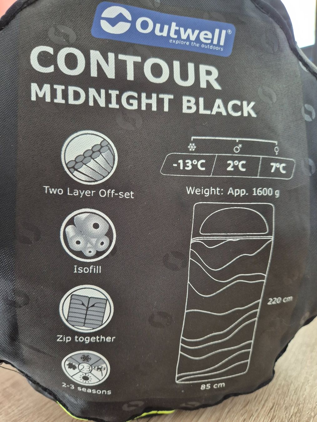 Outwell Sacchi a pelo: OUTWELL - CONTOUR MIDNIGHT BLACK - SCHLAFSACK – Usato da Geuensee venduto da Dougenegger