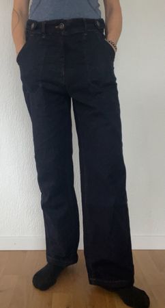 Jeans weit geschnitten 36-38, dunkelblau,  neuwertig