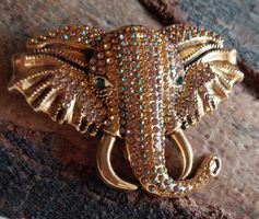 Vintage Elefant Brosche mit Strass-Steinen 6 cm