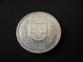 5 FRANKEN MÜNZE SILBER 1954