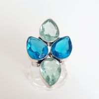 Vintage Xxl Ring Silber 925 vier Tropfensteine Gr. 17,9 m