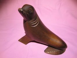 Teakholz Seelöwe Figur Kult Design 70er Jahre