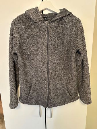 Plüschjacke Grau mit Kapuze (M)