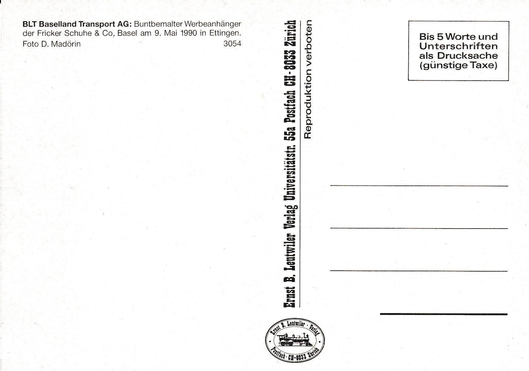 Cartoline postali: Strassenbahn Basel BLT B3 1336 Werbetram – Usato da Ettingen venduto da Pantograph163 1