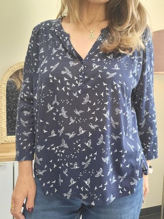Chemisier bleu marine imprimé - Taille M/L