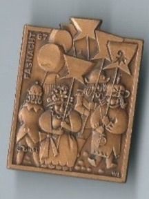 Basler Plaketten & Abzeichen: Fasnachtsplakette Basel, "Blaggedde" 1967 (Bronce) – Gebraucht aus Zürich von t24_de