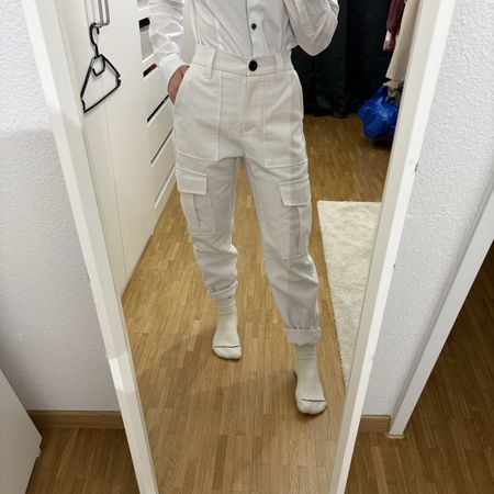 Bershka Cargohose Weiss Gr. 34 Sommer Hose Damen Second Hand