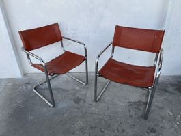 2 Freischwinger Sattelleder Chrom