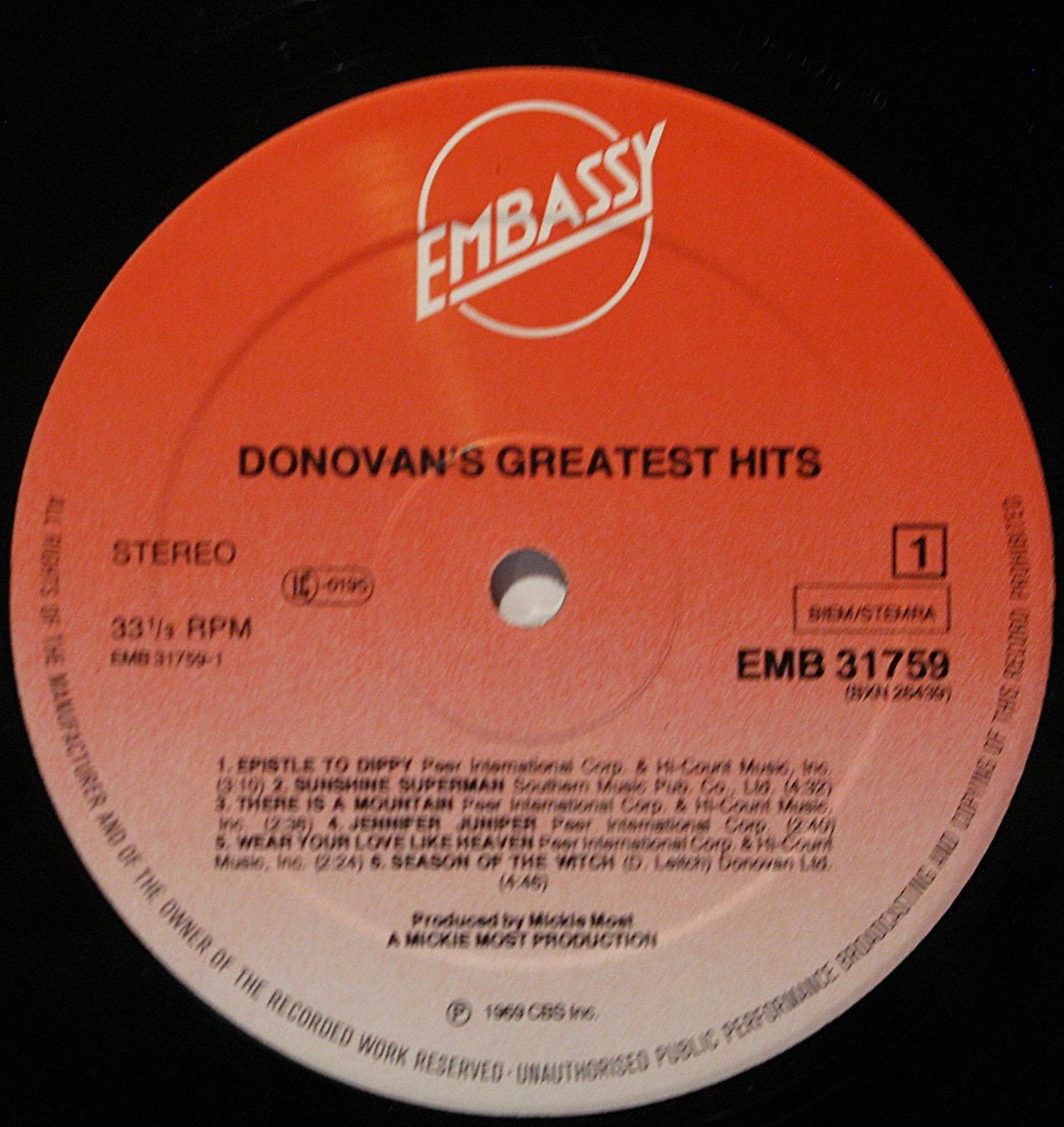 Schallplatten: DONOVAN "Greatest Hits" LP in VG++/EX – Gebraucht aus Monthey von Pingmub 3