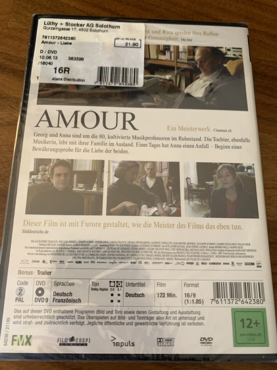 Tutti i DVDs: DVD - Amour - Michael Haneke - NEU & Originalverpackt – Nuovo (secondo la descrizione) da Dübendorf venduto da Ekamo 1