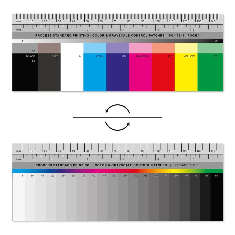 Farbseparation Farbkarte CMYK Graustufen Farbmusterkarte 1