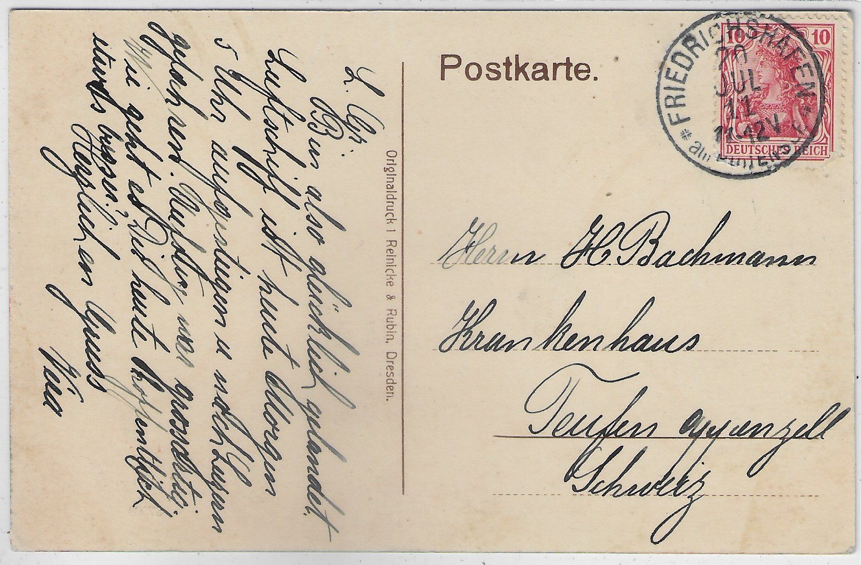 Cartoline postali: Friedrichshafen - Am Hafen - Dampfschiff - Litho – Usato da Ettingen venduto da Kartenplanet 1