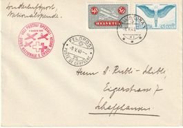 Rot Kreuz-Flug 1940, von Bellinzona nach Feldpost 25, Zürich
