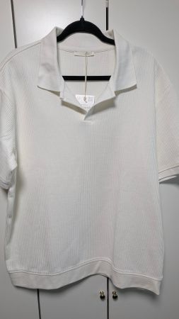 Polo / pull Zara blanc texturé XL – Neuf avec étiquette