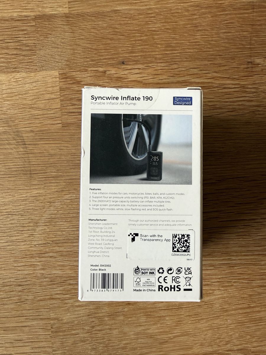 Compressori: Mini compressore portatile Syncwire Inflate 190 - Nuovo – Nuovo e nell'imballaggio originale da Ponte Capriasca venduto da dan_7mqv 2