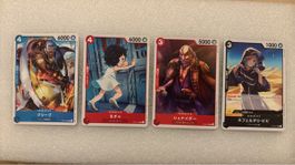 One Piece Sammelkarten Set 4 Stueck neuwertig