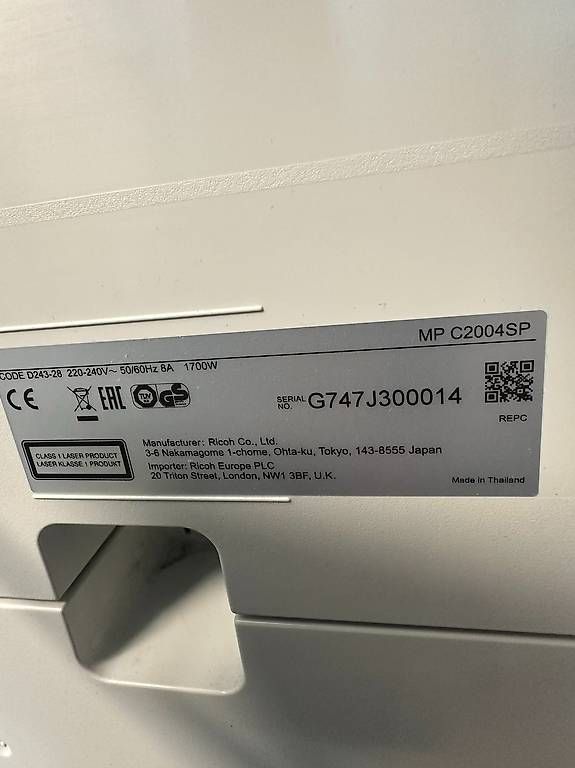 Stampanti: Ricoh Multifunktionsdrucker MP C2004, Jahr 2017 – Difettoso da Fehraltorf venduto da Swisscollector 2