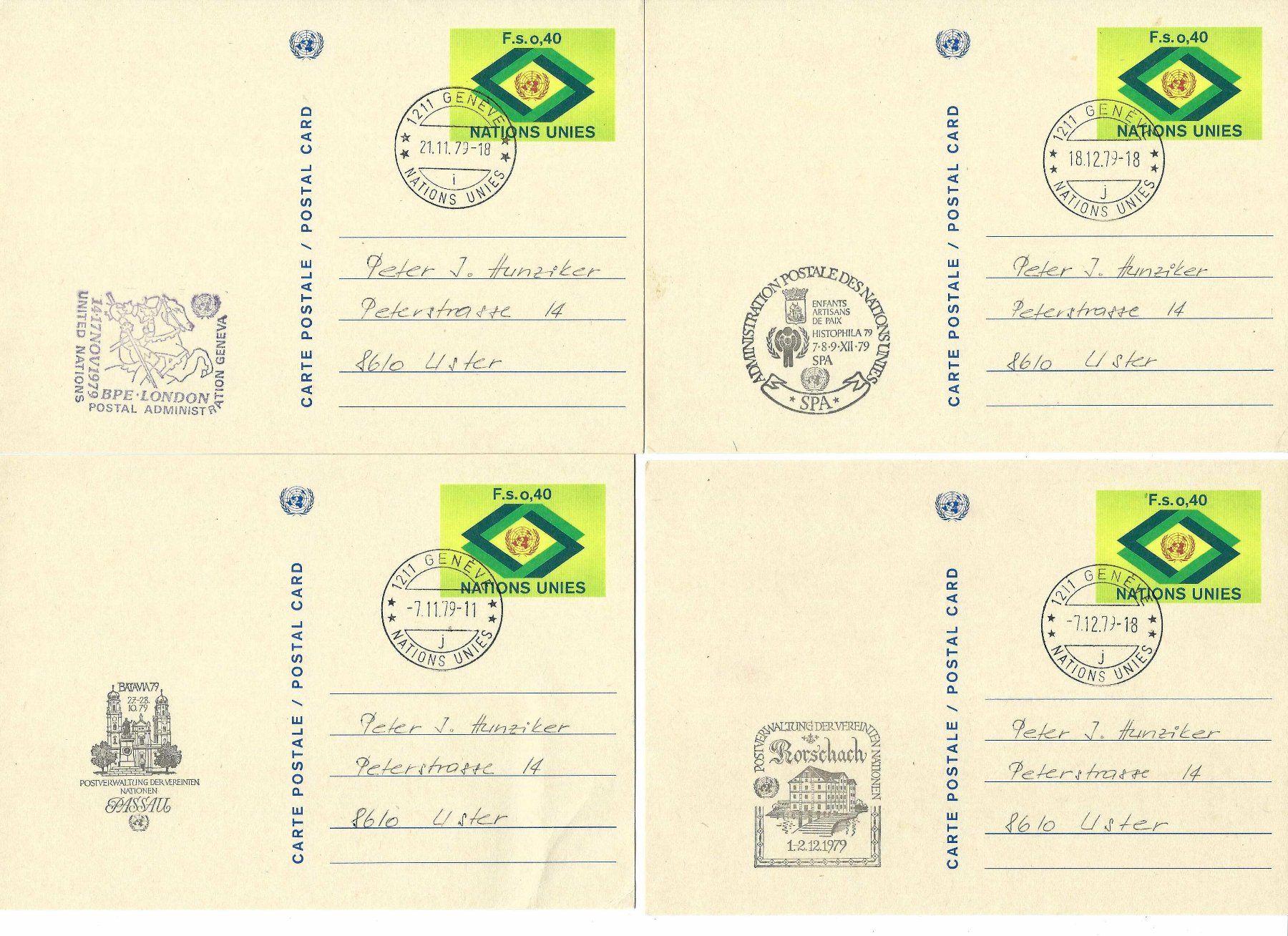 Alle Briefmarken: 8 GS mit UNO-Cachets sc – Gebraucht aus Aarau von fussball-fussball