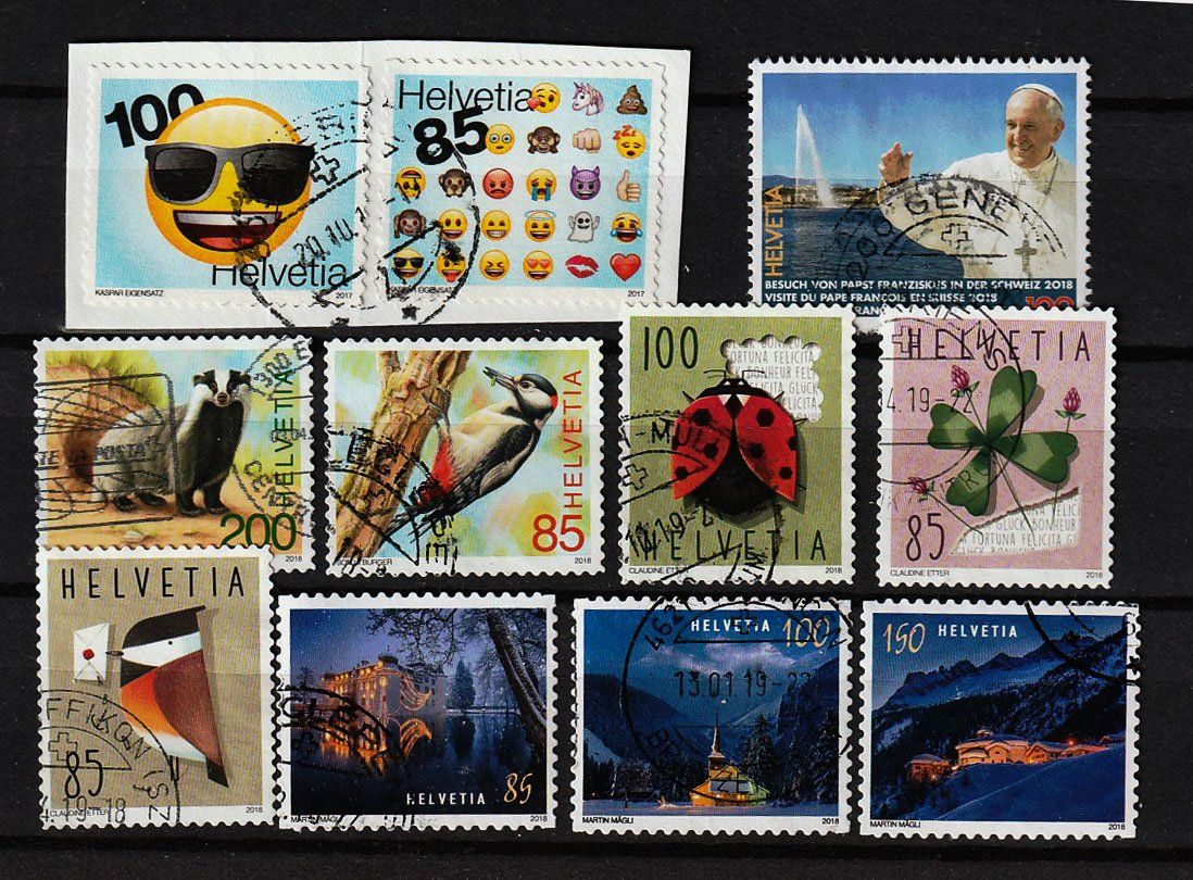 Alle Briefmarken: 2017 + 2018 neue Schweizer Briefmarken – Gebraucht aus Arlesheim von gaugi43