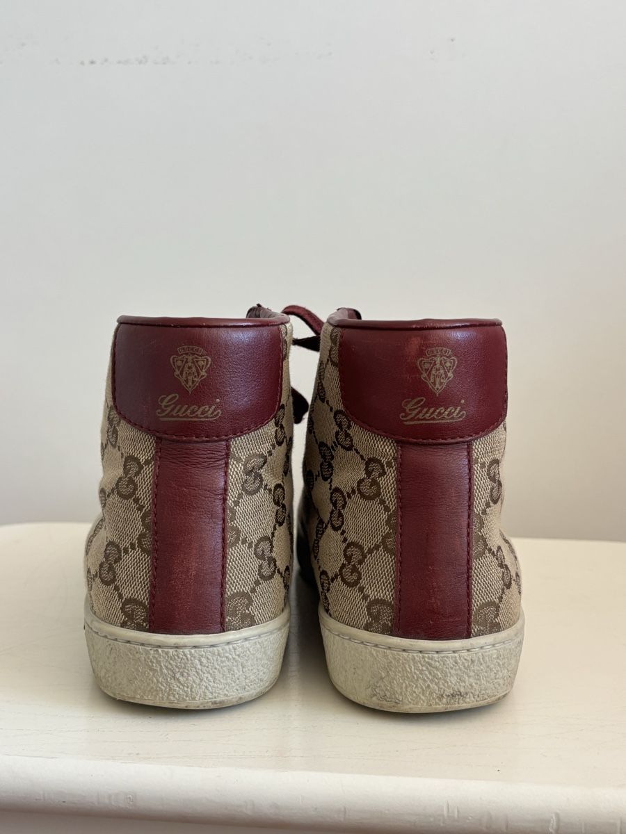 Gucci Scarpe da donna: Gucci High Sneaker - Monogramm Canvas & Bordeaux Leder – Usato da Basel venduto da AnninaD97 4