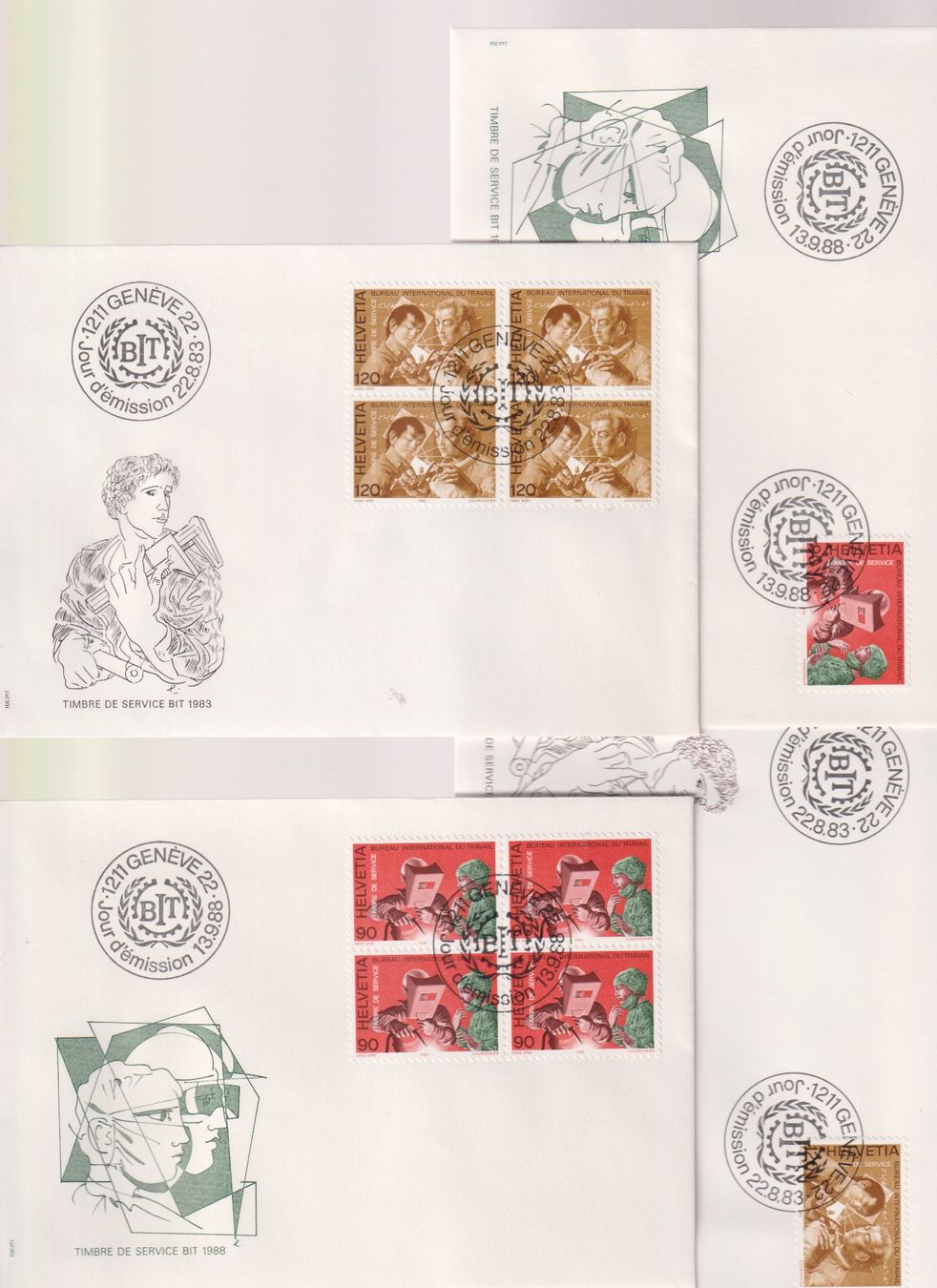 Tutti i francobolli: FDC. BIT. Genf. 1983/88. Serie Einzelm. & 4-er-Blocks. – Nuovo (secondo la descrizione) da Koblenz venduto da Boerse6