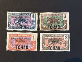 Timbres République Française Tchad 1-2-4-5c Afrique Équatori