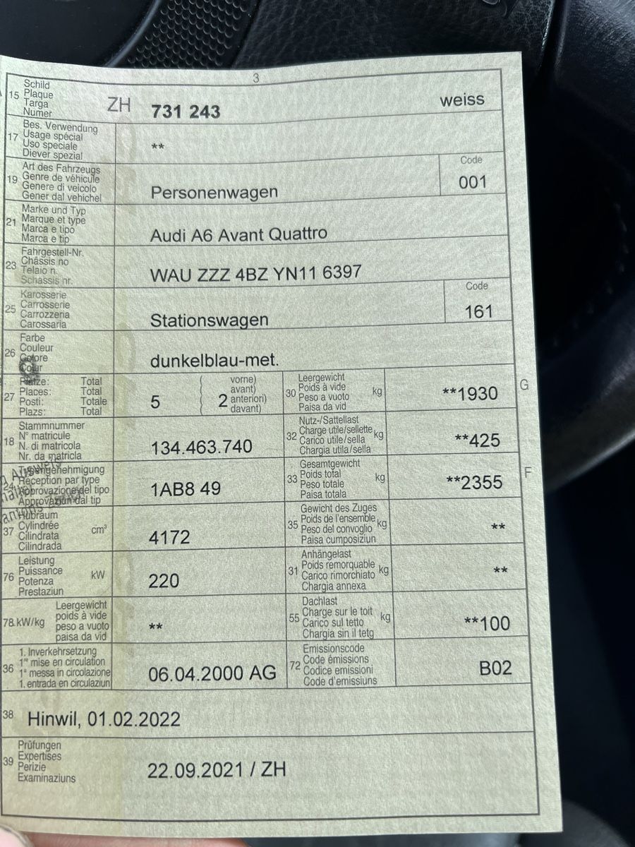 Audi Automobili: Audi a6 v8 – Usato da Bärschwil venduto da BestCars_handel24 7