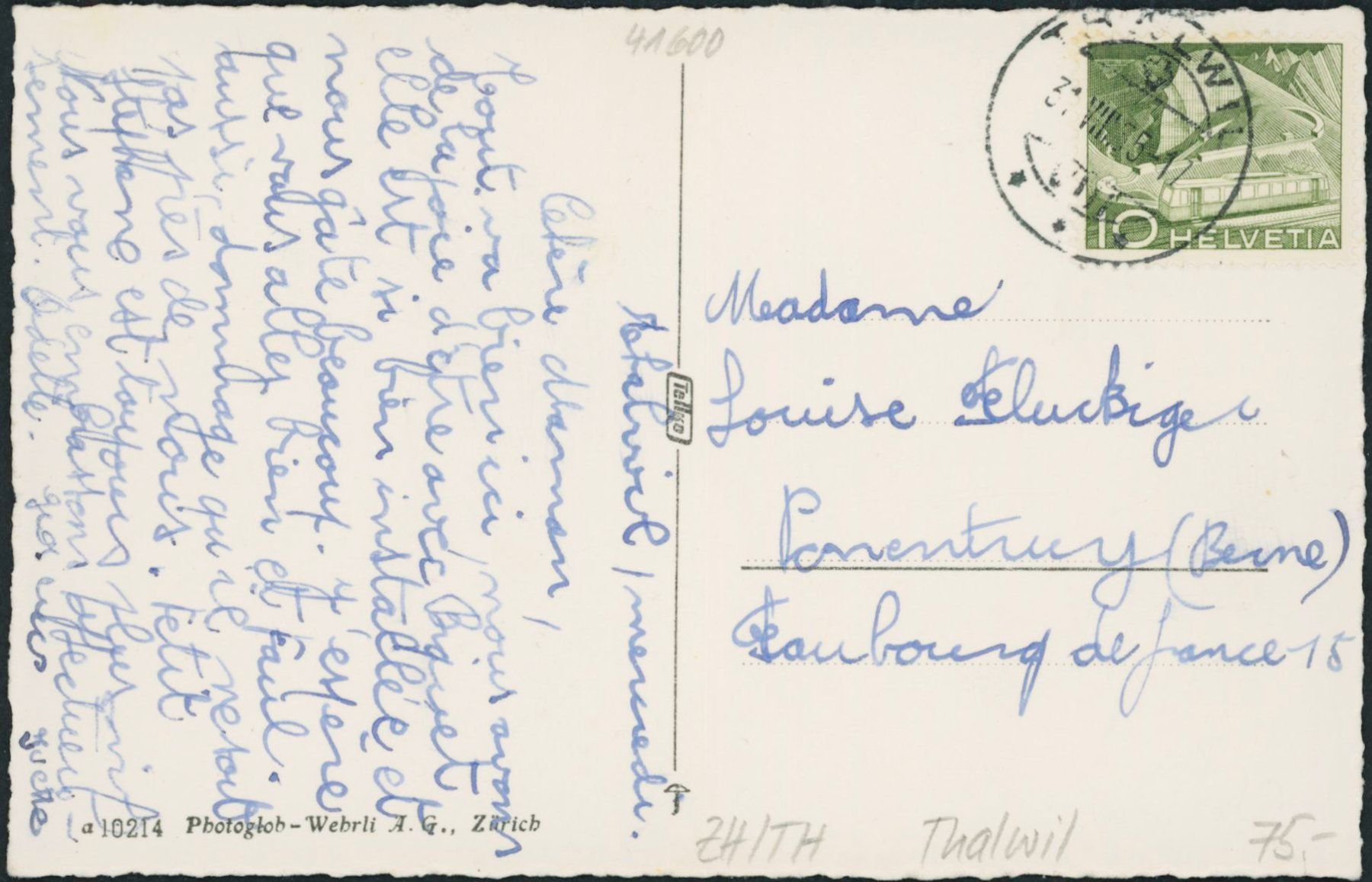 Cartoline postali: ZH Thalwil – Usato da Schindellegi venduto da leecollect 1