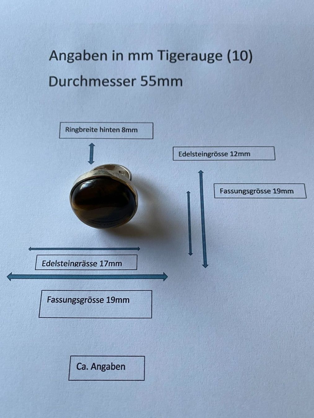 Anelli: Ring Silber/Tigerauge Durchm.55mm(int10) – Nuovo (secondo la descrizione) da Muri b. Bern venduto da Silberqualle 5