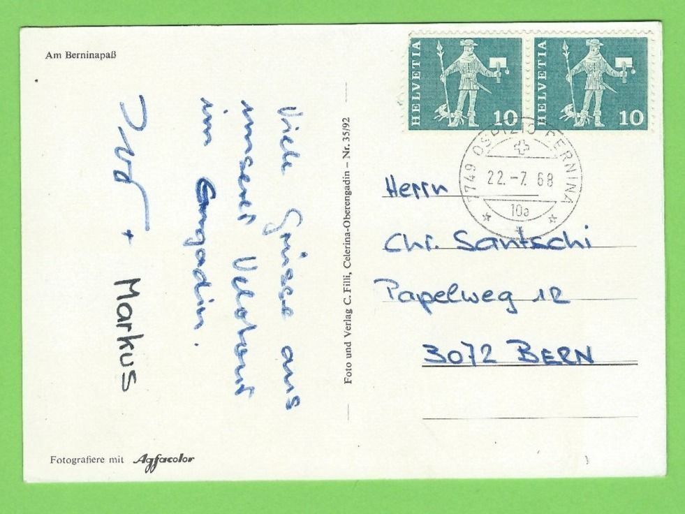 Cartoline postali: Am Berninapass – Usato da Zürich venduto da t24_de 1