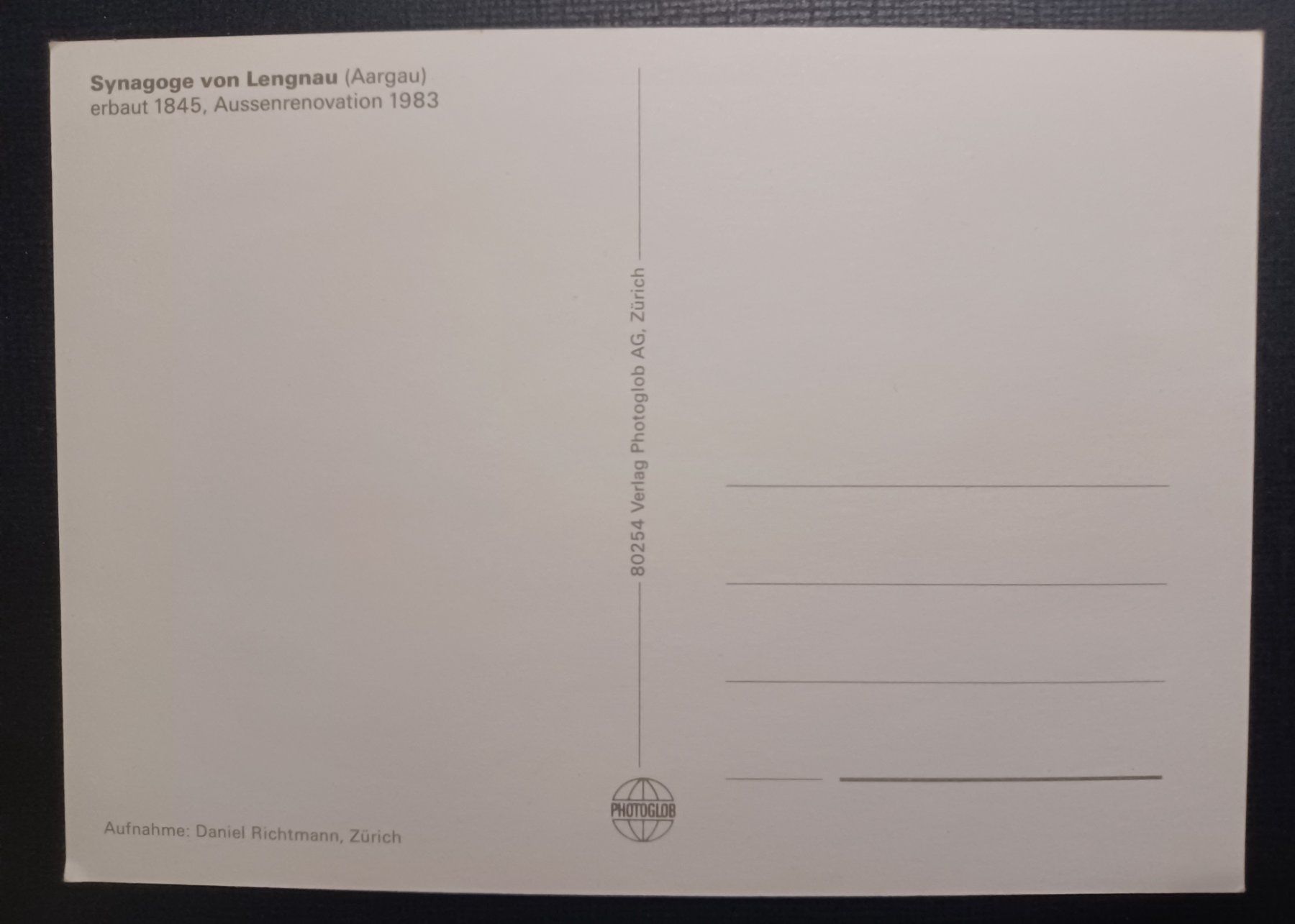 Cartoline postali: Synagoge, Lengnau AG, – Usato da Aarau Rohr venduto da mgvw 1