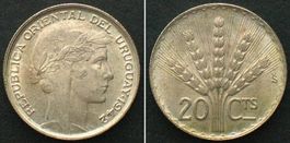 URUGUAY 20 Centesimos 1942 So, Silber ERHALTUNG! unz