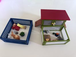 Schleich Set Lapins et Cochons d'Inde avec Clapiers!